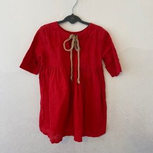 Red linen dress